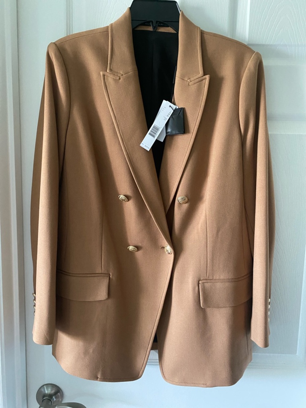 Elie Tahari Double-Breasted Camel-Tan Blazer